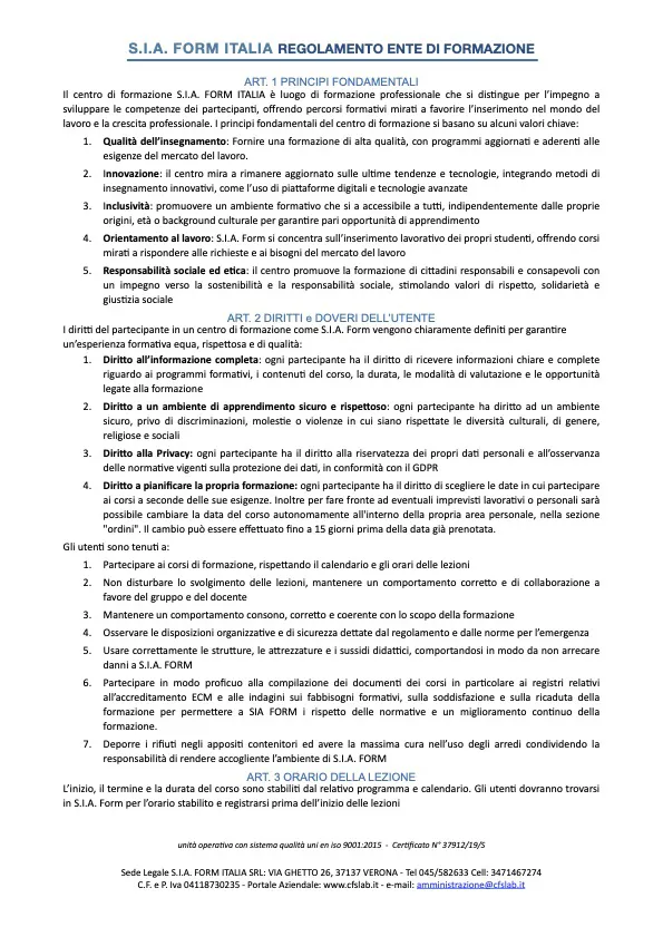 Regolamento UTENTI