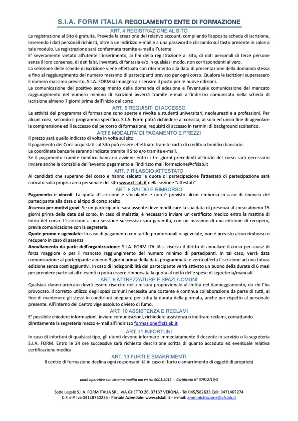 Regolamento GESTIONALE
